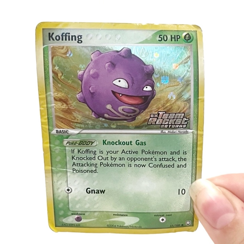 Koffing Pokemon Card Holographic Knockout Gas Gnaw 50 HP Ex Team Rocket Returns